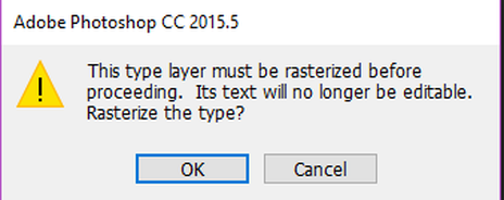 Rasterize warning window