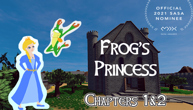 Poster titled Frog's Princess shows a prince and princess at night time heading away from a heart shaped well while holding hands.  A castle shows on a hill in the distance.