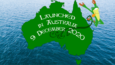 Map of Australia over the ocean with Frog jumping out of it and text saying Launched in Australia 9 December 2020.